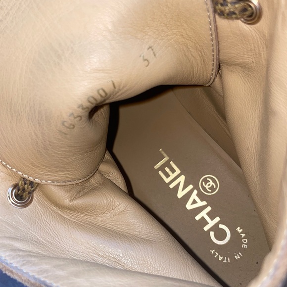 Chanel Suede Calfskin Lace Up Boots - Picture 8 of 9